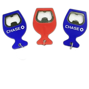 Wine cup shape bottle opener with split key ring