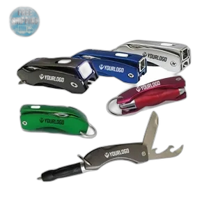 Multi Functional LED Foldable Ball Pen with keychain