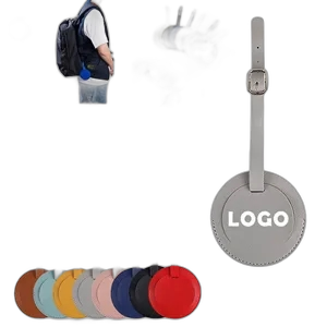 Round PU Leather Luggage Tag