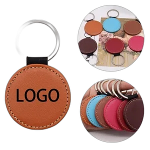 Simulated Leather Circular Key Chain
