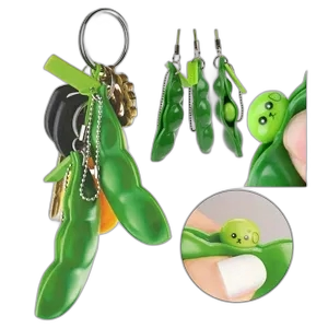3Pcs Squeeze-A-Bean Edamame Keychain