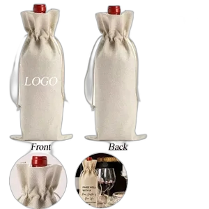 Drawstring Burlap Wine Bags