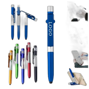 LED Light Stylus Ballpoint Pen with Foldable Phone Holder