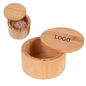 Bamboo Salt Cellar with Magnetic Swivel Lid