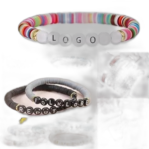 PMMA color mixing handmade beaded letter elastic bracelet