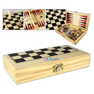 3 in 1 Portable Wooden Chess Set  with Folding  Board