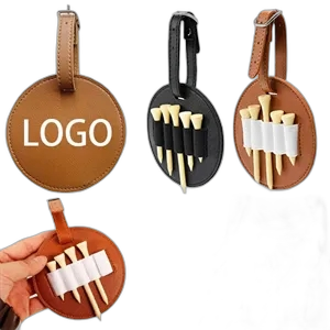 PU Leather Round Golf Tee Bag Holder