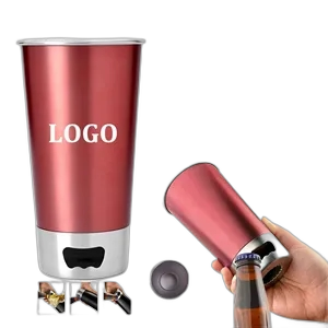 17 Oz. Beer Pint Stainless Steel  Cup with Opener