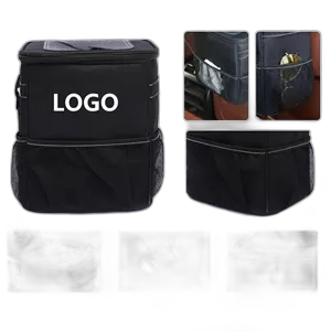 Car Trash Can with Lid and Storage Pockets