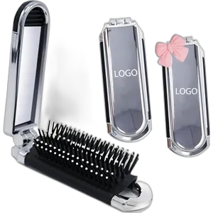 Folding Compact Hair Brush with Mirror