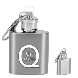 Mini Stainless Steel Hip Flask with Keychain 1 OZ